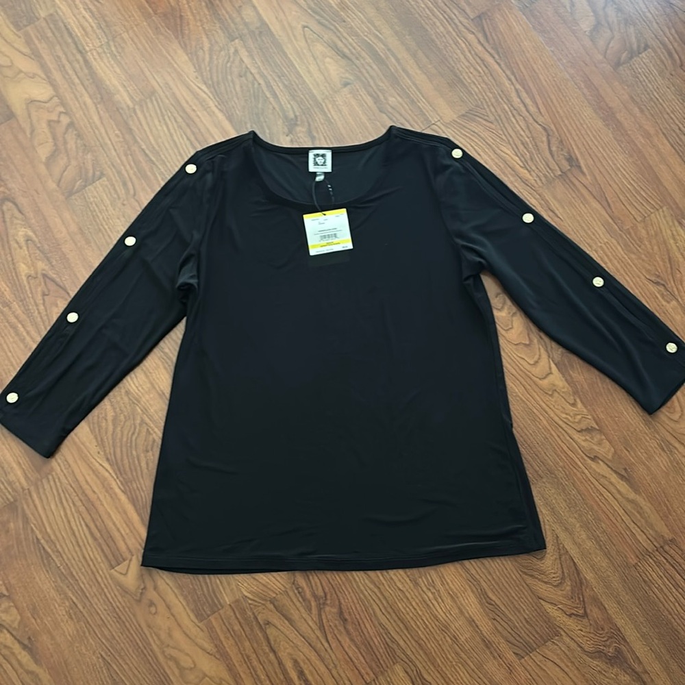 Anne Klein Split Sleeve Blouse | Size Med | Color Black